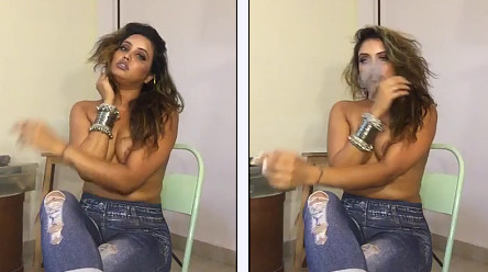 Jannat shaikh topless smoking