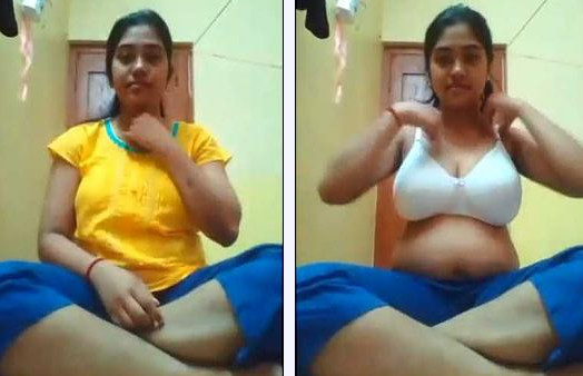 Big hanging boobed college girl selfi for her BF