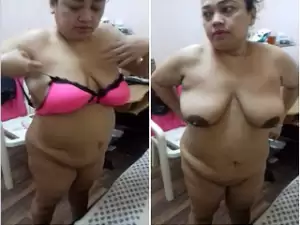 NRI Milf Wearing Pink BRa