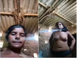 Today Exclusive- Desi Village Girl Strip Her Cloths And Record Nude Selfie For Lover