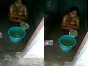 Indian Wife Bathing Capture by Hubby
