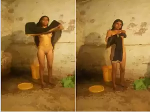 Exclusive- Desi village Girl Bathing Capture  By lover