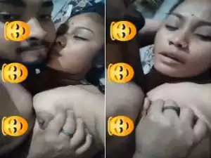 Today Exclusive-Super Sexy Look Desi Girl Boob Pressing and Fucking By Lover