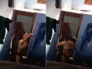 Today Exclusive- Desi Girl bathing Capture By Hidden Cam Part 2
