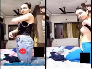 Exclusive-  Cute Indian Girl Showing Her Boobs to Lover On Video Call