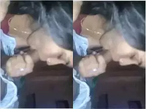 Today Exclusive- Cute Tamil Girl Boob Pressing and Blowjob
