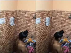 Today Exclusive- Cute Desi Girl Bathing Capture by Hidden Cam Part 3