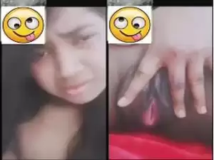 Today Exclusive- Cute Desi Girl Showing her Boobs and Pussy