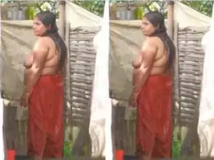 Today Exclusive- Desi Aunty Out Door Bathing part 2