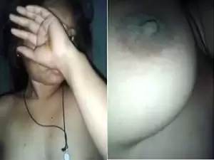 Today Exclusive- Desi Shy Girl Boobs Video Record By Lover