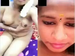 Today Exclusive- Horny Tamil Girl Sucking Her Boobs and showing Pussy On Video Call