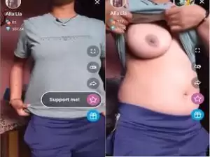 Today Exclusive- Cute Desi girl Showing Her Boobs on Tango Live Show part 2