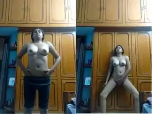 Today Exclusive- Horny Desi Girl Showing Her Bobbs And Rubbing Pussy