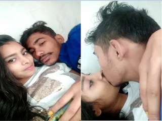 Today Exclusive-Desi Lover Kissing and boob Pressing