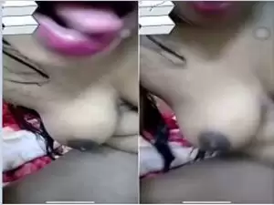Today Exclusive -Horny Desi Girl Showing Her Boobs and Pussy ON IMO Video Call Part 2