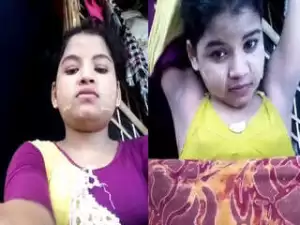 Cute indian girl showing on mobile cam