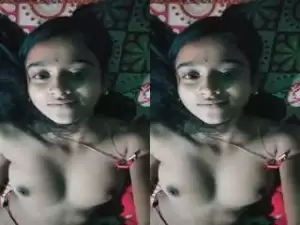 Today Exclusive- Cute Desi girl Record her Nude Selfie For Lover Part 2