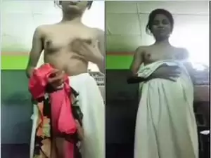 Today Exclusive- Cute Shy Desi girl Showing Her Boobs and Pussy