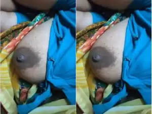 Today Exclusive- Desi Sleeping Mature Wife Boobs Video Record By Dewar Part 3