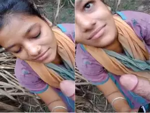 Today Exclusive- Cute Desi Girl Outdoor Blowjob Part 2