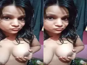 Today Exclusive- Super Cute Look Desi Girl Showing Her Boobs and Pussy Part 5