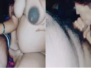Today Exclusive-  Desi Wife Boobs Pressing and Blowjob Part 2