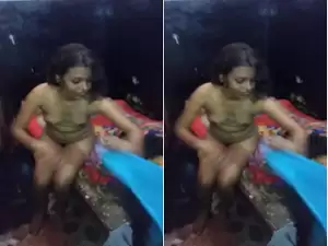 Today Exclusive -Cute Desi girl Nude Video Record By Lover