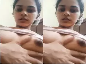 Today Exclusive-  Super Horny Cute Desi girl Shows her Boobs and Fingering Part 4