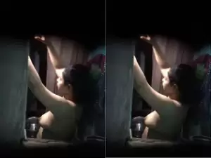 Today Exclusive-Desi Bhabhi Nude Video Record In Hidden Cam Part 1