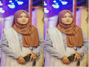 Today Exclusive- Sexy  Hijabi Girl Pressing Her Boobs