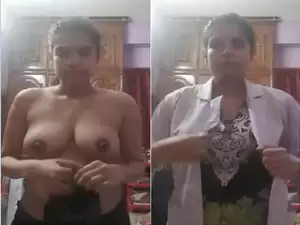 Horny Desi Girl Shows Boobs and Wearing Cloths