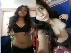 Exclusive- Very Cute Desi Girl Strip Her Top and Showing Her Boobs