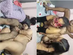 Desi  Three Some BVlowjob and Fucking
