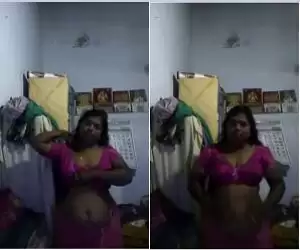 Exclusive- Desi Tamil Bhabhi Wearing Cloths