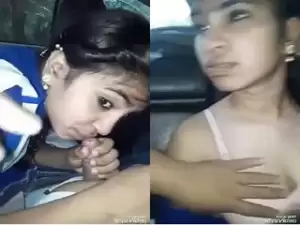 Desi Bangla CLg Girl Blowjob On car