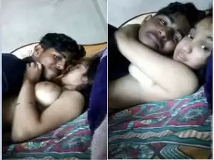 Today Exclusive- Hot look Clg Girl Boob Sucking By Lover