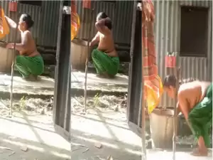 Desi Bhabhi OutDoor Bathing