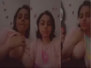 Desi Girl Pressing Her Big Boobs