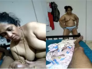 Exclusive- Desi Tamil Milf Strip her Cloths and Blowjob