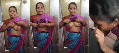 Desi Tamil Aunty Shows Boobs and Sucking Dick