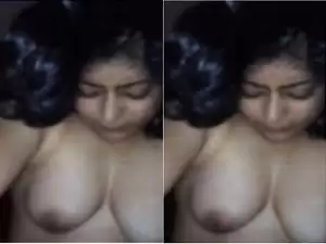 Exclusive- Sexy look Desi Wife Boob pressing and Ridding Hubby Dick