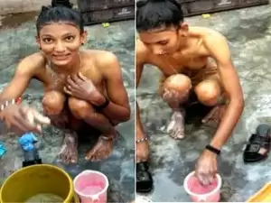 Exclusive- Desi Village Girl Bathing Capture by Lover