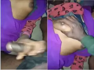 Today Exclusive- Desi Village Wife Handjob and Boob Pressing